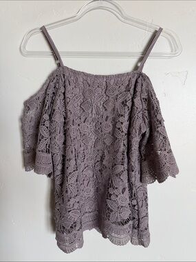 Miss Chievous Lavender Crochet Off-Shoulder Camisole